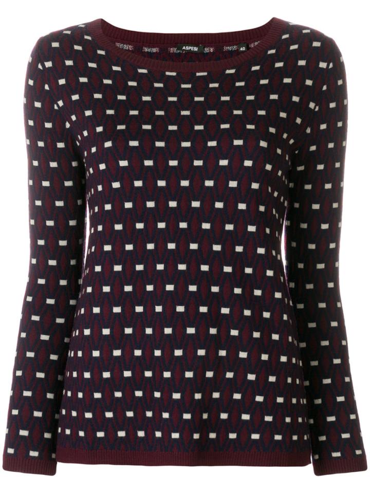 Aspesi Intarsia Knit Jumper - Red