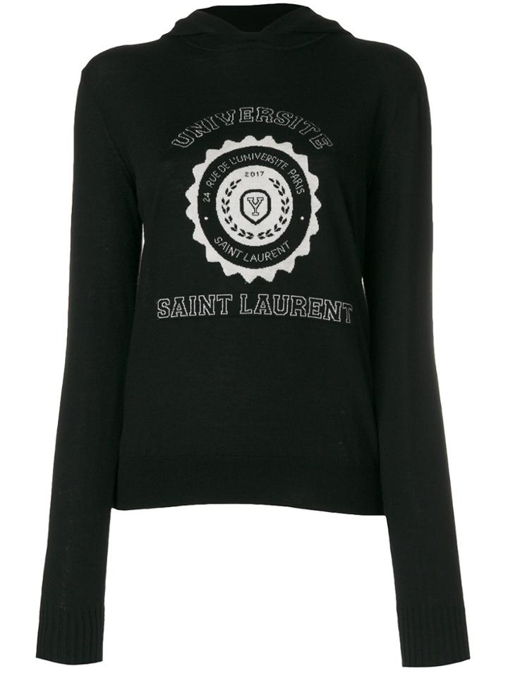 Saint Laurent Université Knitted Hoodie - Black