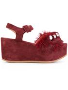 L'autre Chose Wedge Sandals - Red