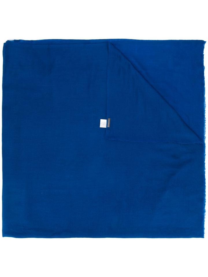 Faliero Sarti Fine Knit Frayed Edge Scarf - Blue