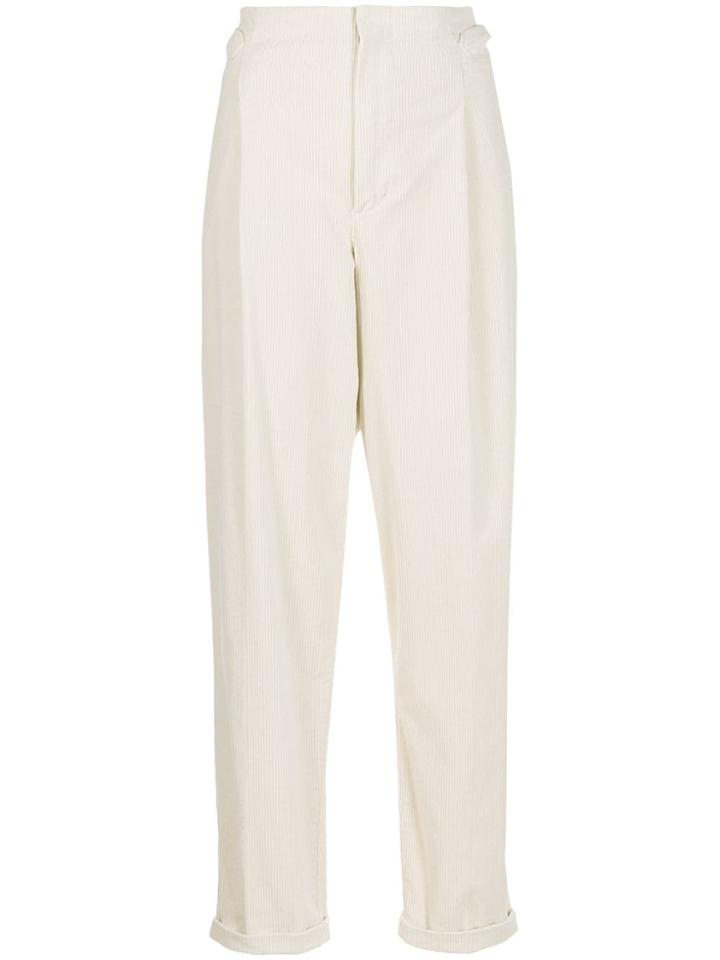 Closed High Waisted Corduroy Trousers - White