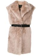 Blancha Fur Belted Gilet - Nude & Neutrals