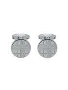 Burberry Check-engraved Round Cufflinks - Silver