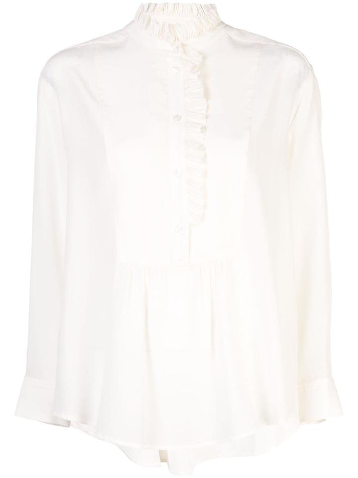 Sea Frilled Loose Fit Blouse - White