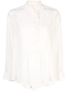 Sea Frilled Loose Fit Blouse - White