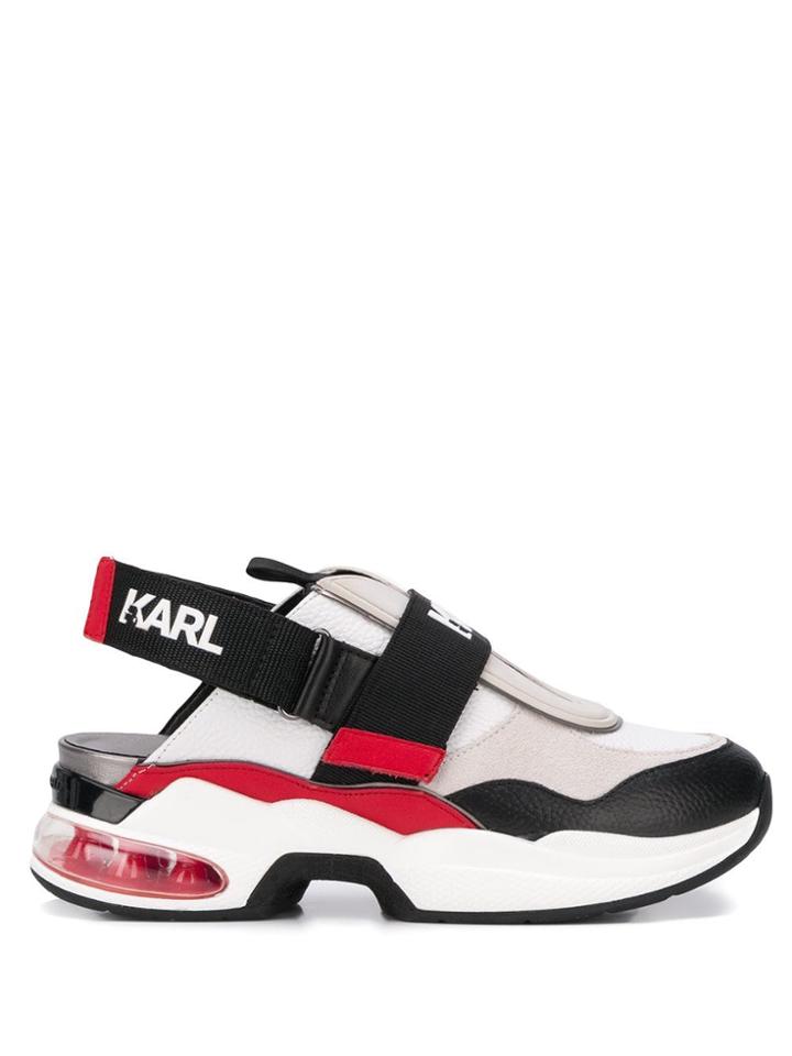 Karl Lagerfeld Logo Slingback Flatform Sneakers - White