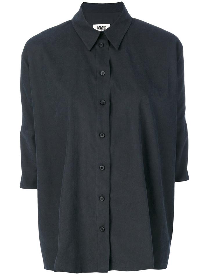 Mm6 Maison Margiela - Boxy Button Down Shirt - Women - Polyamide/polyester - 44, Black, Polyamide/polyester