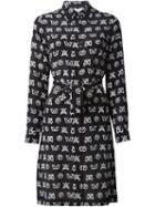 Moschino Symbols Print Shirt Dress, Women's, Size: 44, Black, Silk