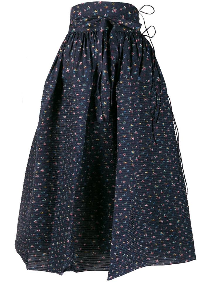 Horror Vacui Goldilocks Floral Print Skirt - Blue
