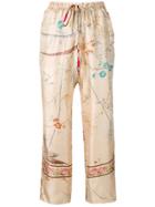 Pierre-louis Mascia Floral Scene Print Trousers - Neutrals