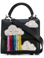 Les Petits Joueurs - Clouds Appliqué Glittery Tote - Women - Leather - One Size, Black, Leather