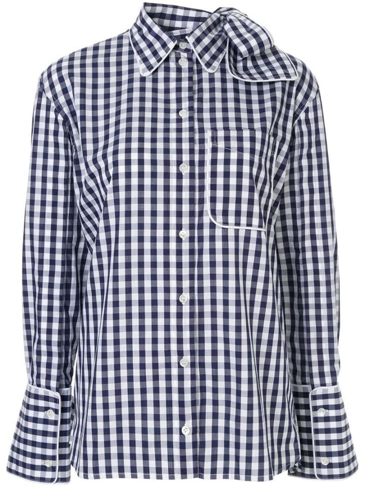 Jw Anderson Check Bow Collar Shirt - Blue