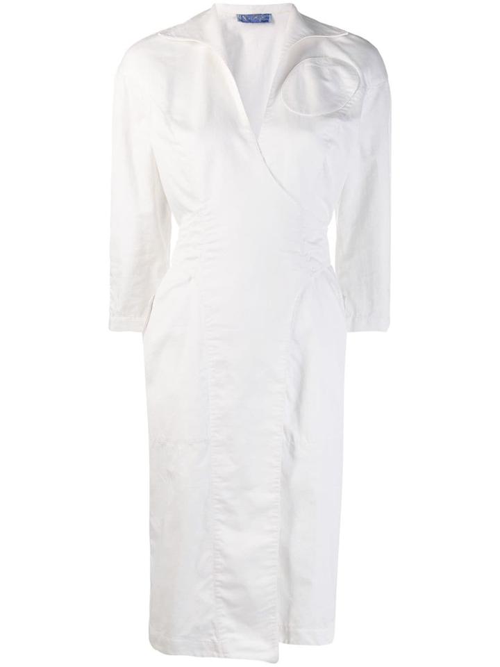 Thierry Mugler Vintage 1980's Built-in-belt Dress - White