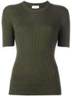 Courrèges Ribbed Knit T-shirt, Women's, Size: 1, Green, Cotton/cashmere