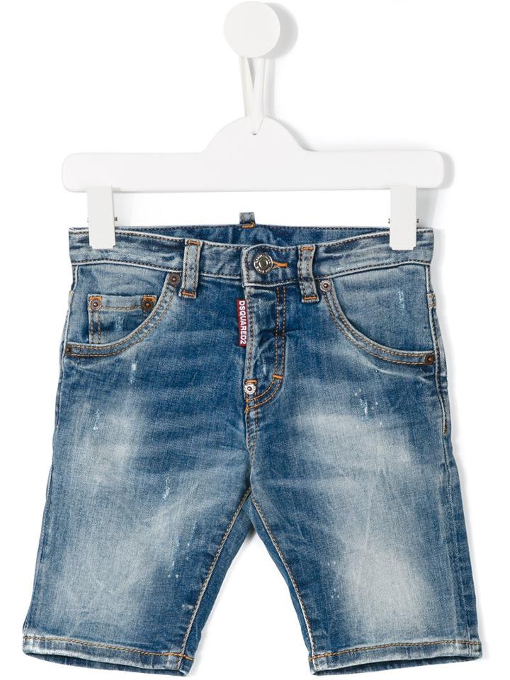 Dsquared2 Kids Stonewash Denim Shorts, Toddler Boy's, Size: 4 Yrs, Blue