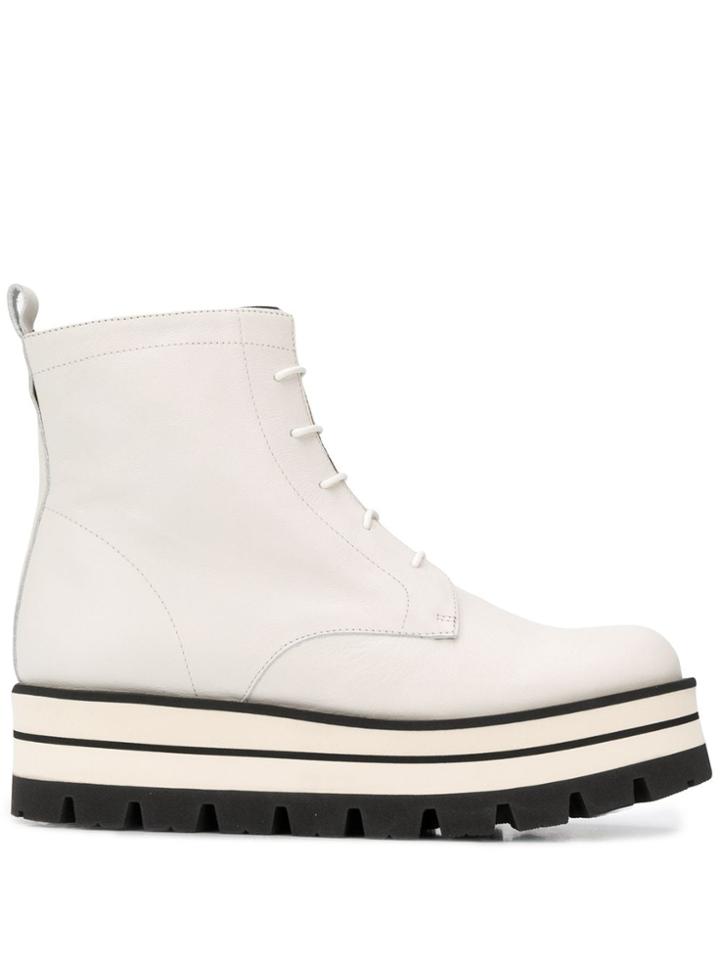 Paloma Barceló Striped Flatform Boots - White