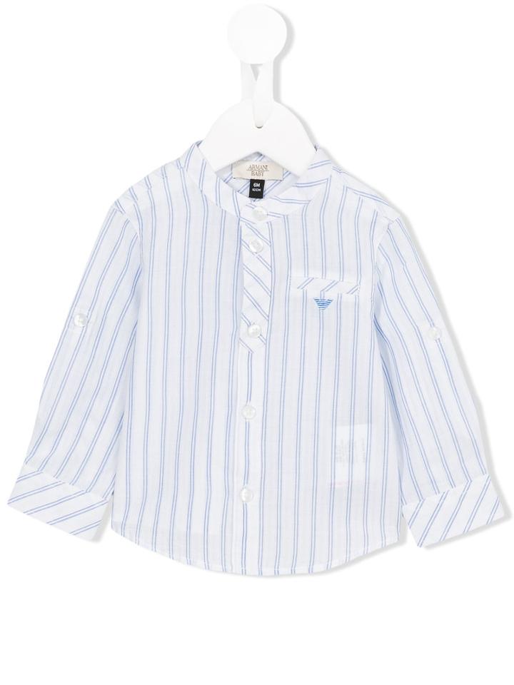 Armani Junior - Striped Collarless Shirt - Kids - Cotton - 24 Mth, White
