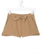 Caffe' D'orzo Pleated Trim Shorts - Brown