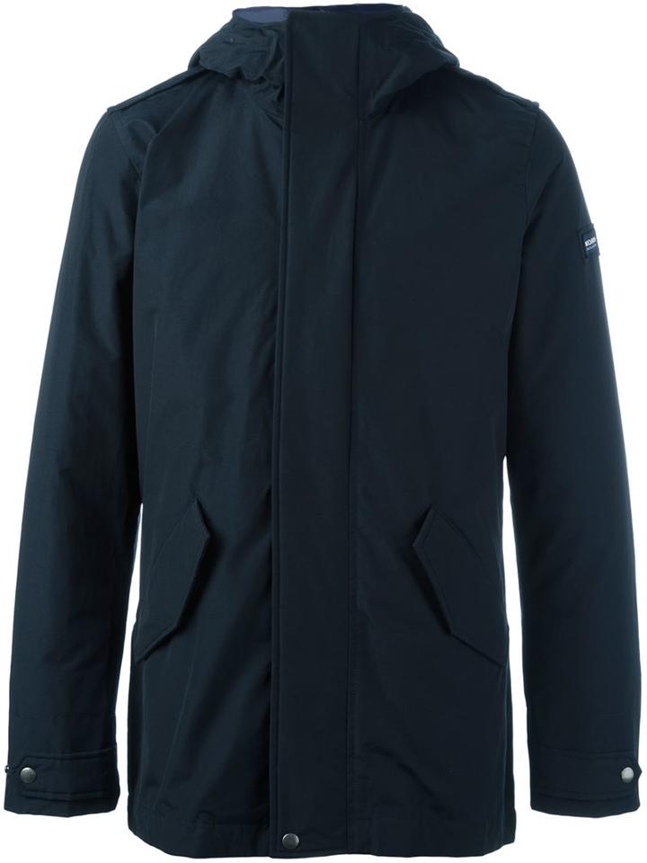 Woolrich Hooded Padded Coat, Men's, Size: Large, Blue, Cotton/polyamide