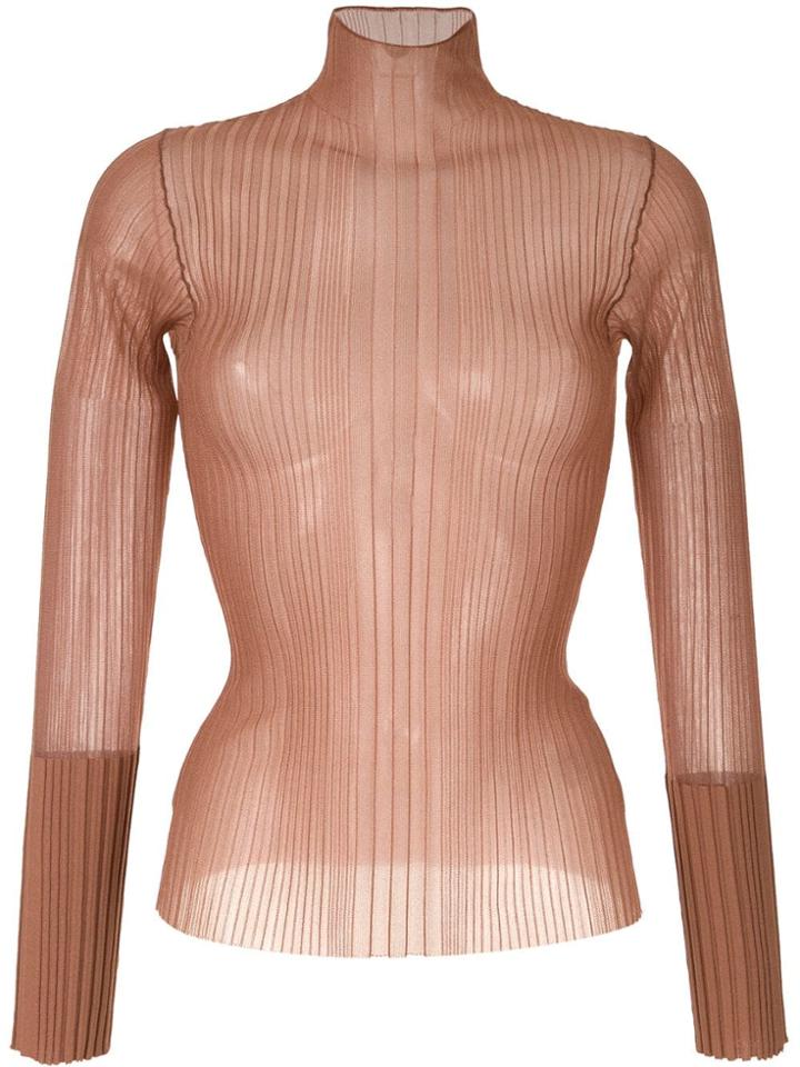 Dion Lee Pleated Sheer Top - Brown