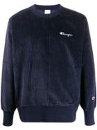 Champion Ribbed Logo Embroidered Sweatshirt - Blue