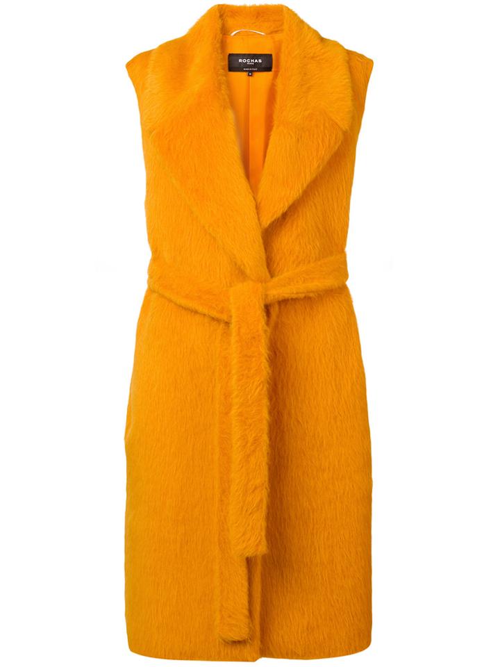 Rochas Sleeveless Belted Coat - Yellow & Orange