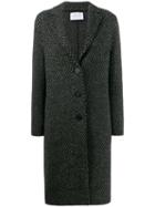 Harris Wharf London Herringbone Buttoned Coat - Grey