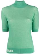 Fendi Kids Double Mesh Turtleneck Top - Green