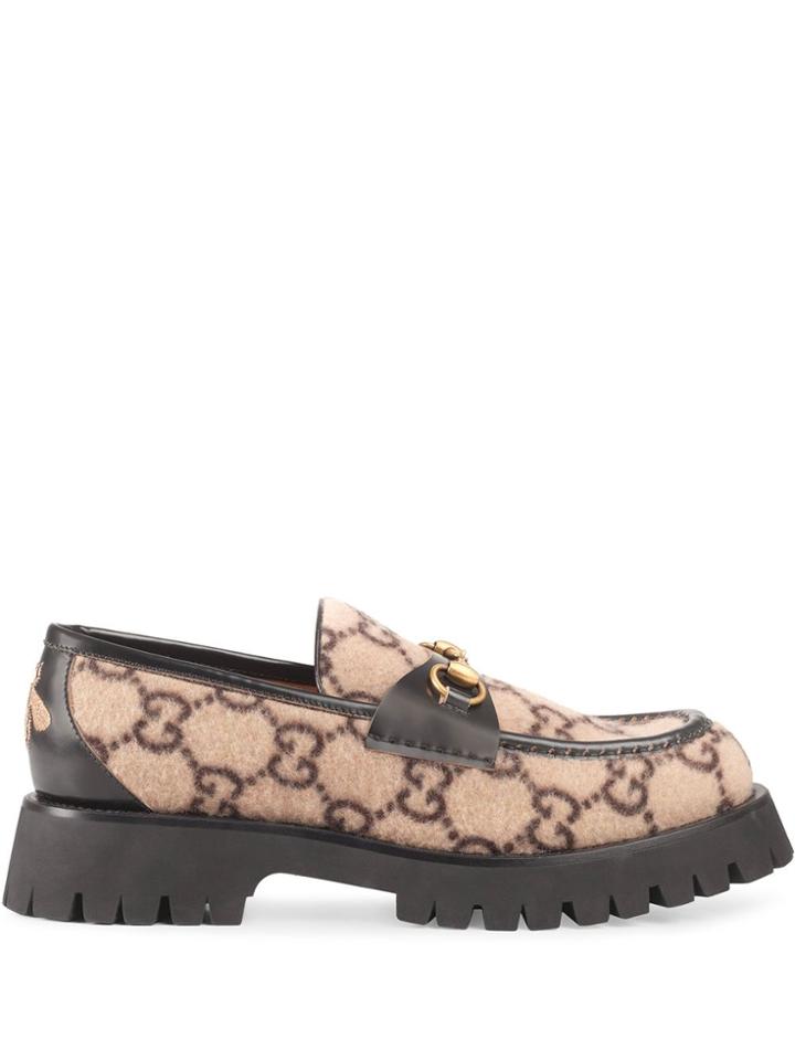 Gucci Monogram Horsebit Loafers - Neutrals