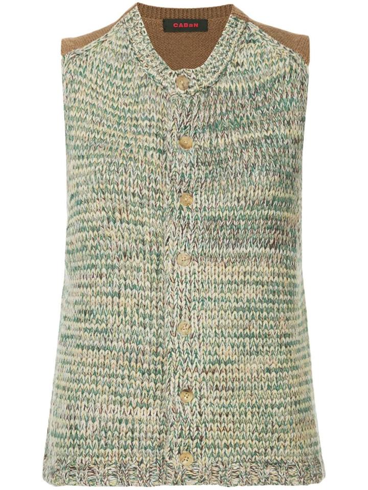 Caban Sleeveless Knit Cardigan - Green