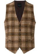 Tagliatore Checked Slim-fit Waistcoat - Brown