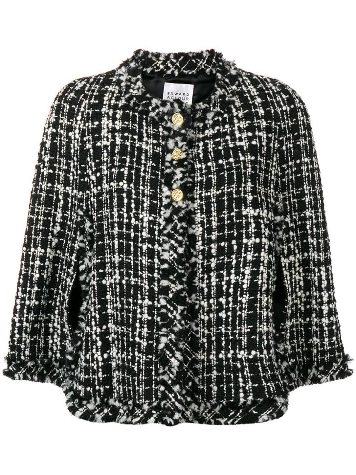 Edward Achour Paris Cape Tweed Jacket - Black