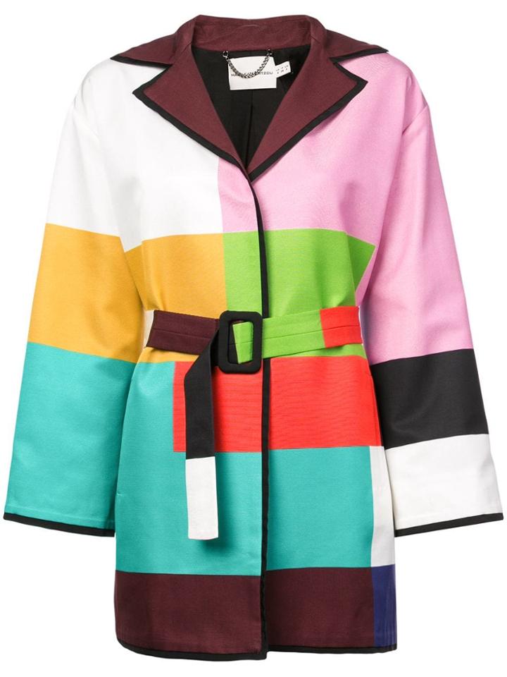 Mary Katrantzou Color-block Belted Coat - Multicolour