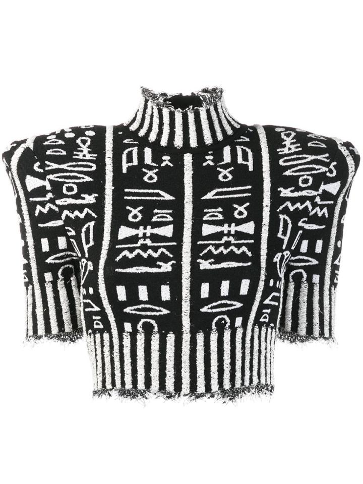 Balmain Egyptian Hieroglyphs Cropped Top - Black