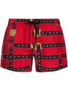 Versace Harness Print Swim Shorts - Red