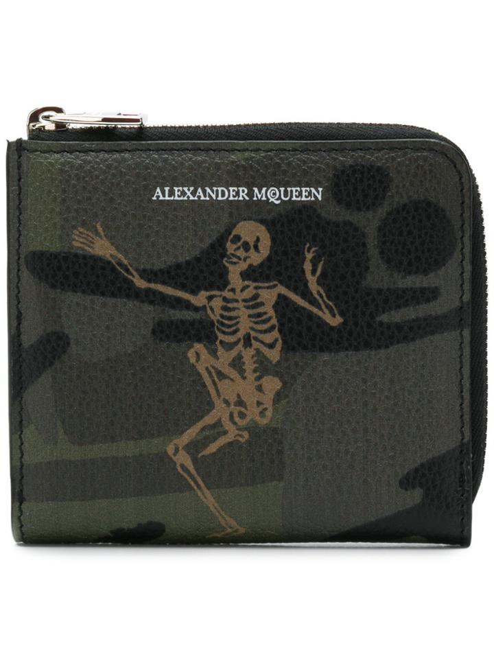 Alexander Mcqueen Dancing Skeleton Print Wallet - Green