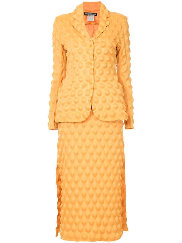 Issey Miyake Vintage Egg Carton Skirt Suit - Yellow & Orange