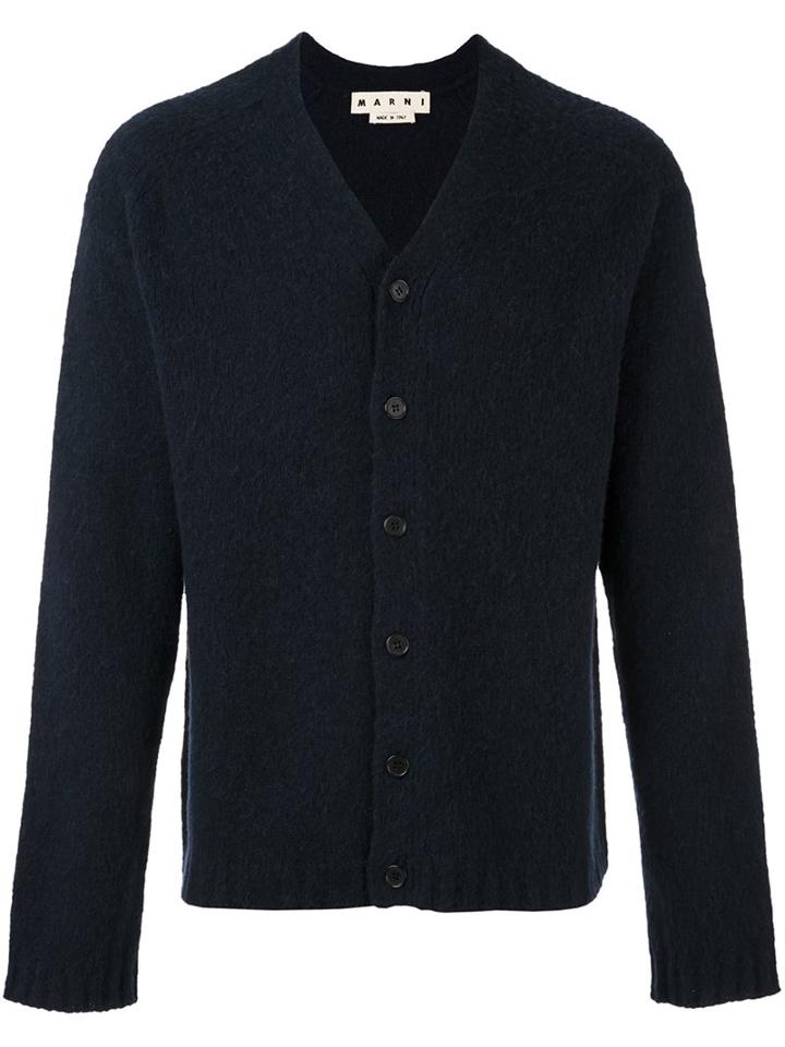 Marni V-neck Cardigan, Men's, Size: 46, Blue, Polyamide/alpaca/virgin Wool