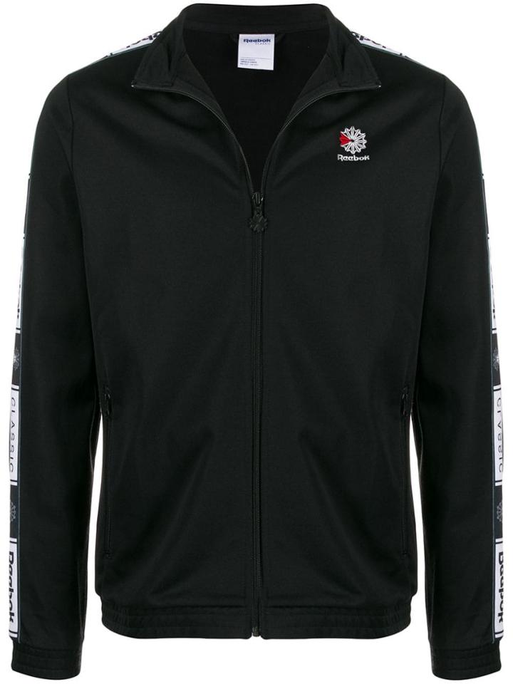 Reebok Logo Print Stripe Sports Jacket - Black