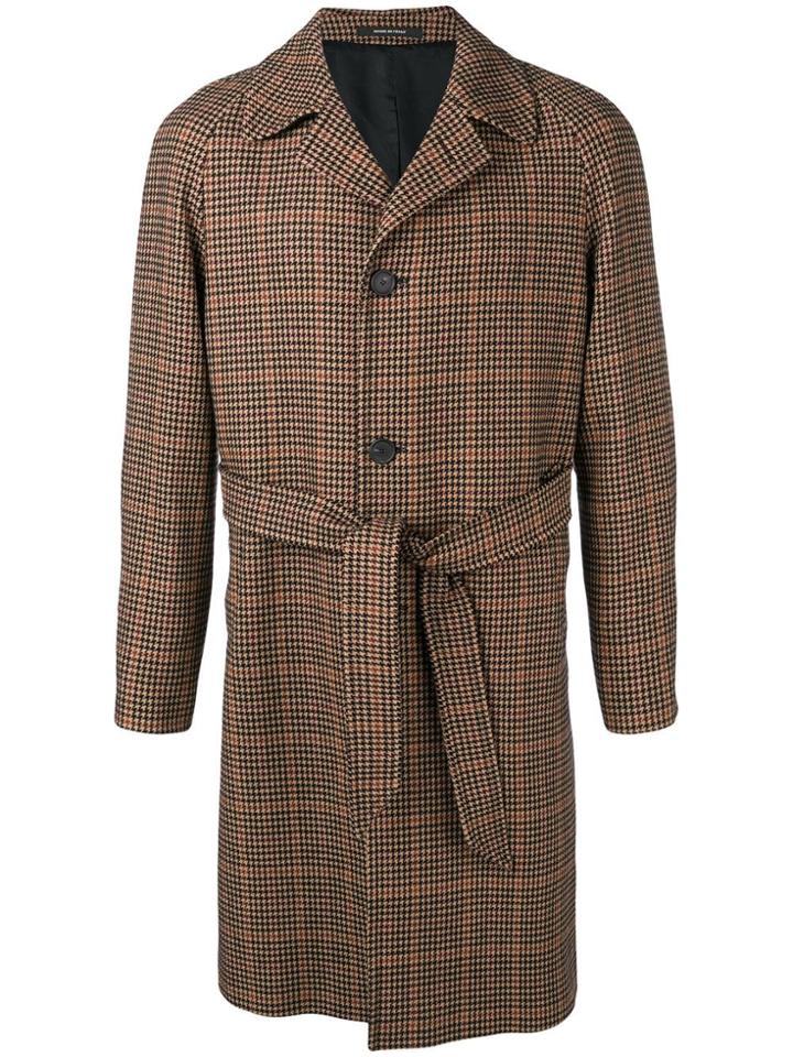 Tagliatore Houndstooth Belted Coat - Nude & Neutrals