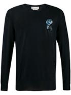 Alexander Mcqueen Embroidered Rose Jumper - Blue