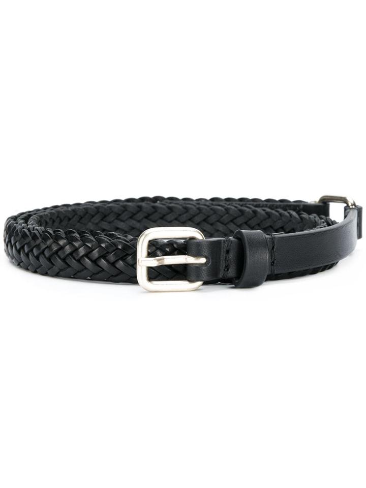 Jean Paul Knott Thin Intrecciato Buckle Belt - Black