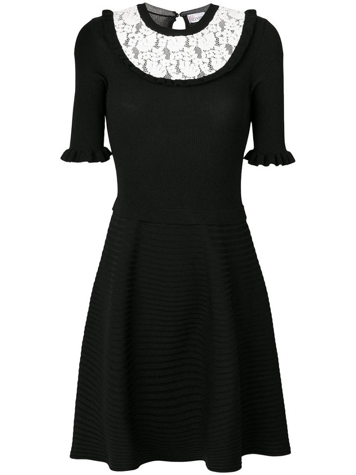 Red Valentino - Contrast Lace Trim Party Dress - Women - Polyamide/viscose - S, Black, Polyamide/viscose