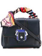 Paula Cademartori - Scarf Handle Mini Tote Bag - Women - Cotton/leather - One Size, Blue, Cotton/leather