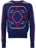 Christian Dada Intarsia Knit Sweater, Men's, Size: 46, Blue, Cotton