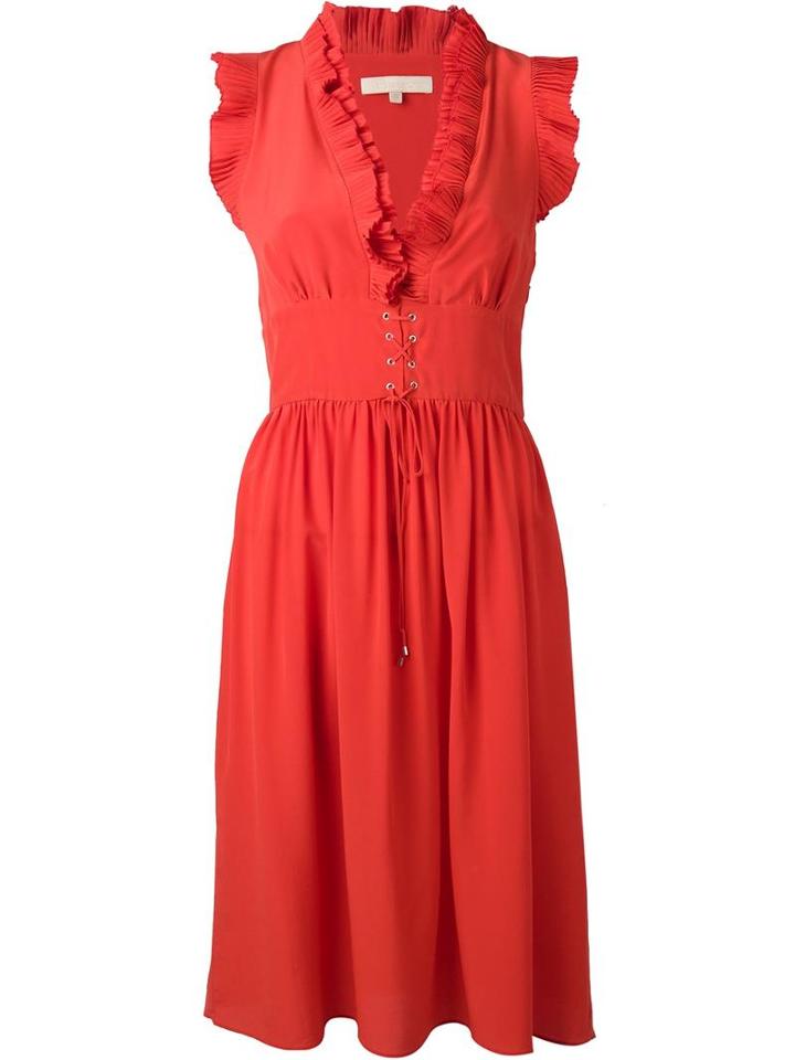 Vanessa Bruno Lace-up Dress, Women's, Size: 38, Red, Silk