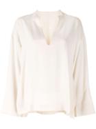 Des Prés Long-sleeve Flared Top - White