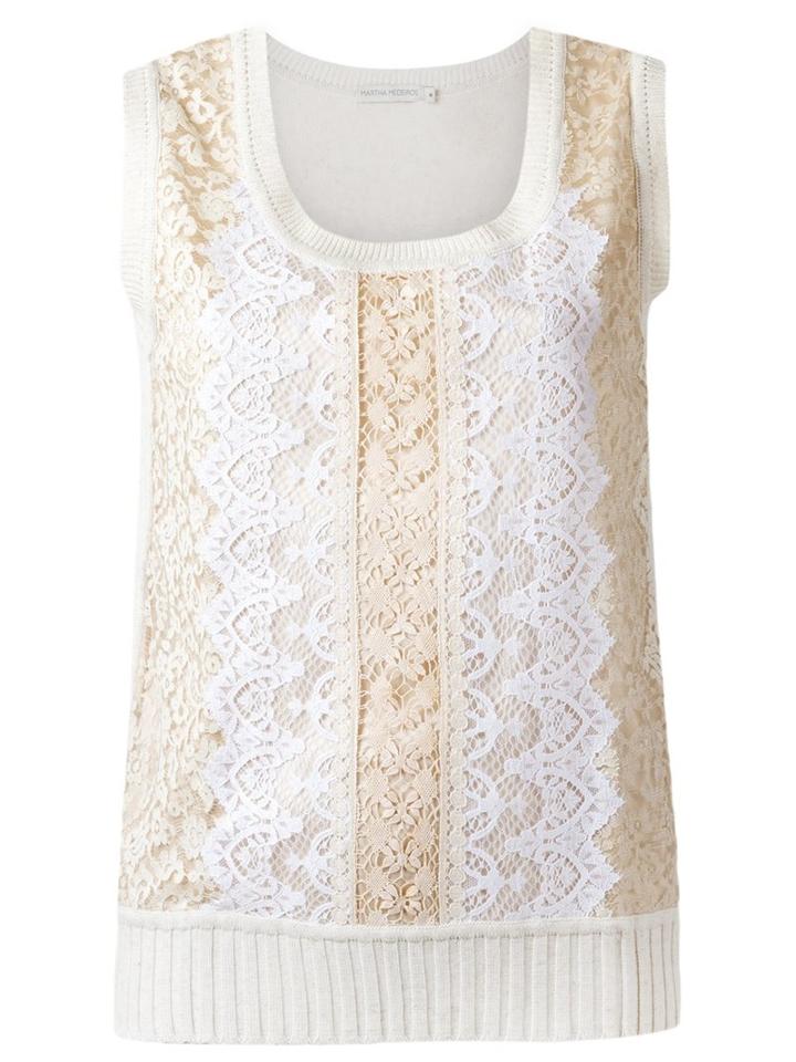 Martha Medeiros Knit Tank Top, Women's, Size: Medium, White, Linen/flax/viscose