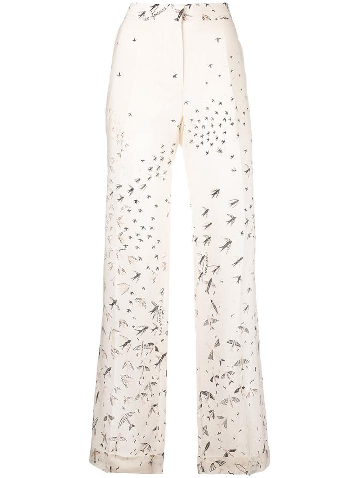 Valentino - Swallow Metamorphosis Palazzo Pants - Women - Silk - M, Women's, Nude/neutrals, Silk