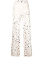 Valentino - Swallow Metamorphosis Palazzo Pants - Women - Silk - M, Women's, Nude/neutrals, Silk